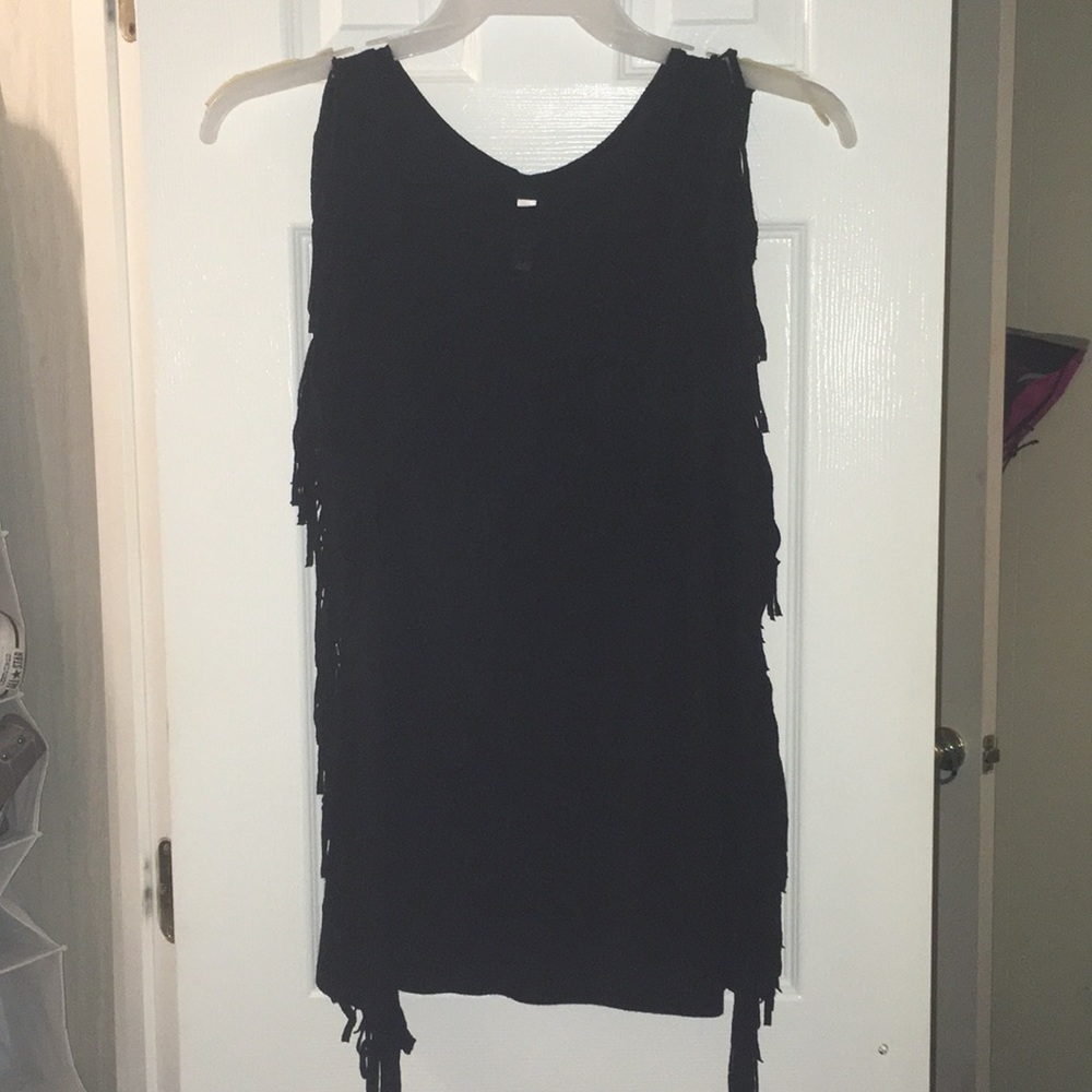 Women’s Black Fringe Top